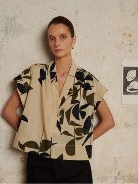 SOEUR Madagascar Blouse crisp cotton boxy top Size 6